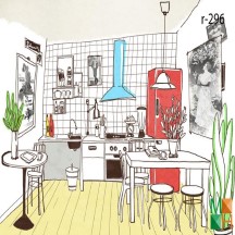 Tranh dán tường cho quán cafe R - 296